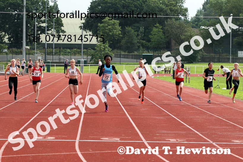 Women and Girls 100 metres, 2021 North Eastern Track and Field Champs., Middesbrough. Photo: David T. Hewitson/Sports for All Pics
